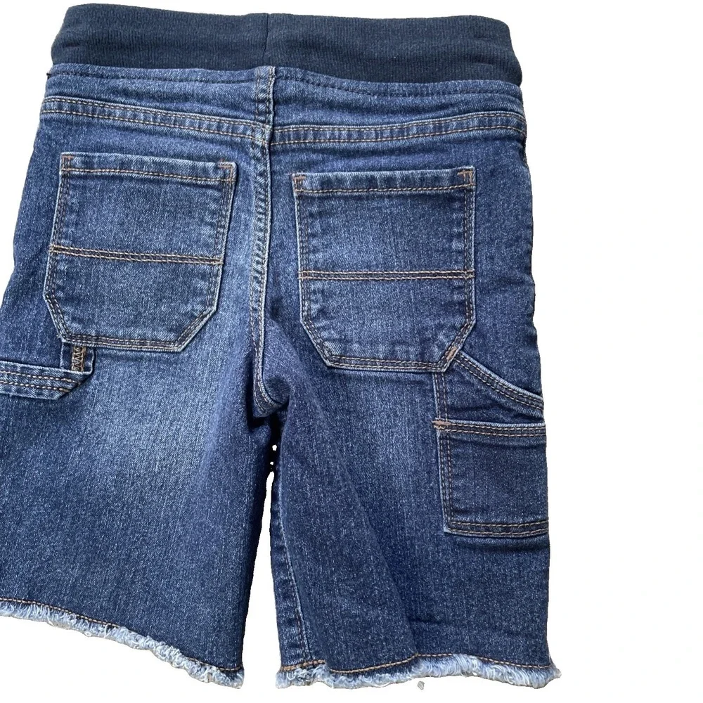 OshKosh B'gosh Boys 5T Denim Carpenter Shorts Elastic Waist Cut Off Medium Wash